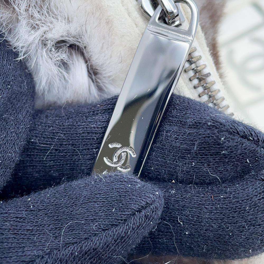 CHANEL Chain Shoulder Bag Coco Mark Lapin Fur Bag White - Picture 9 of 14